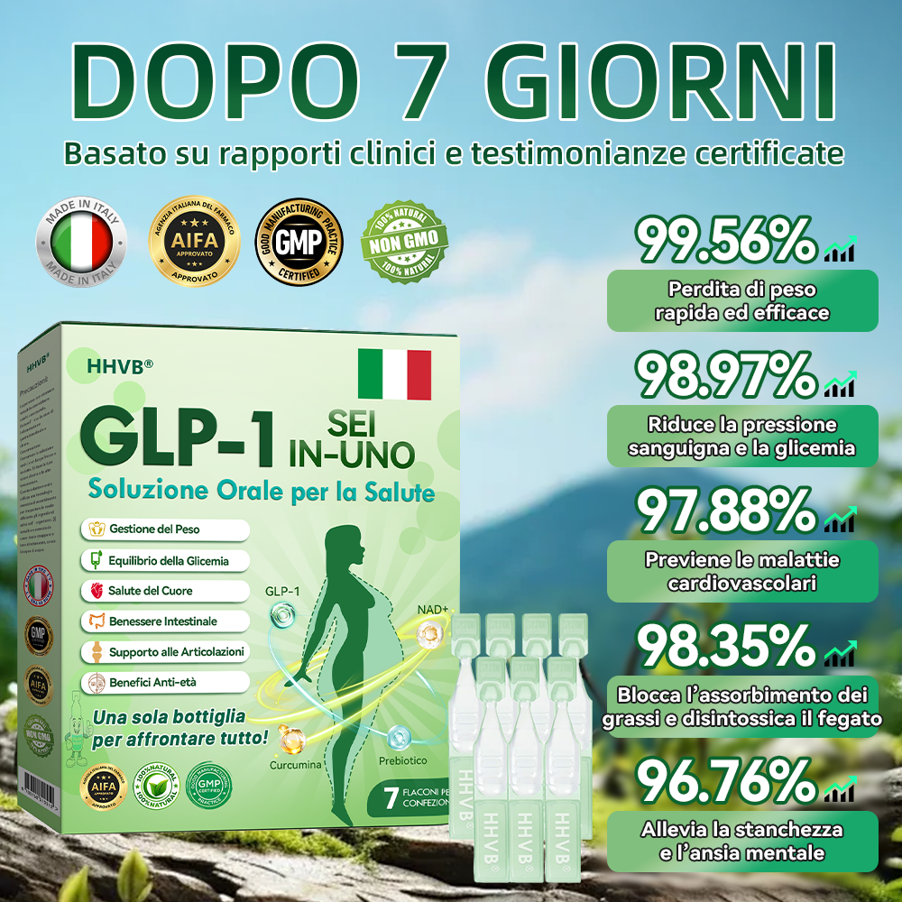 𝐇𝐻𝑽𝐁® 💚 𝐆𝐋𝑃-1 𝐒𝐞𝑖-in-𝑼𝒏𝑜 𝐒𝐨𝐥𝐮𝐳𝐢𝑜𝑛𝑒 𝑂𝗿𝗮𝗹𝗲 per la 𝐒𝐚lute (𝑺𝒐𝒍𝒐 𝒖𝒏𝒂 𝒗𝒐𝒍𝒕𝒂 𝒂𝒍 𝒈𝒊𝒐𝒓𝒏𝒐, 𝒄𝒂𝒎𝒃𝒊𝒂𝒎𝒆𝒏𝒕𝒊 𝒗𝒊𝒔𝒊𝒃𝒊𝒍𝒊 𝒊𝒏 7 𝒈𝒊𝒐𝒓𝒏𝒊) 👩‍⚕️ 𝑷𝒆𝒓 𝒐𝒃𝒆𝒔𝒊𝒕à, 𝒔𝒂𝒍𝒖𝒕𝒆 𝒄𝒂𝒓𝒅𝒊𝒐𝒗𝒂𝒔𝒄𝒐𝒍𝒂𝒓𝒆, 𝒅𝒊𝒂𝒃𝒆𝒕𝒆, 𝒂𝒑𝒏𝒆𝒂 𝒏𝒐𝒕𝒕𝒖𝒓𝒏𝒂, 𝒔𝒂𝒍𝒖𝒕𝒆 𝒊𝒏𝒕𝒆𝒔𝒕𝒊𝒏𝒂𝒍𝒆, 𝒑𝒓𝒐𝒃𝒍𝒆𝒎𝒊 𝒂𝒓𝒕𝒊𝒄𝒐𝒍𝒂𝒓𝒊 𝒆 𝒂𝒍𝒕𝒓𝒐 𝒂𝒏𝒄𝒐𝒓𝒂